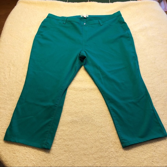 NWOT - Green Blue Double Stretch Capri Pants - Picture 3 of 5